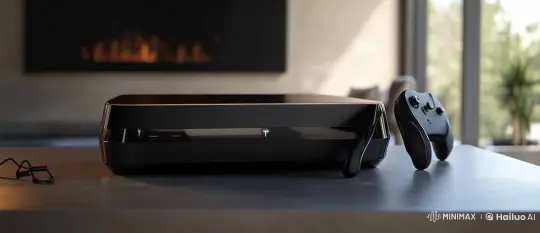 Sleek Gaming Console Display in Cozy, Animated Room – AI Generated Video | Hailuo AI