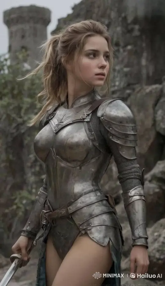 Medieval Warrior in Ruins: A Moment of Poised Anticipation – AI Generated Video | Hailuo AI