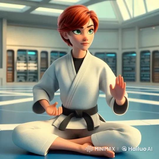 Red-haired Girl Meditates in a Dojo Setting – AI Generated Video | Hailuo AI