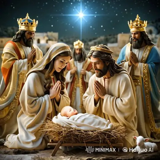 Live2D Nativity Scene: Tranquil Bethlehem Night – AI Generated Video | Hailuo AI