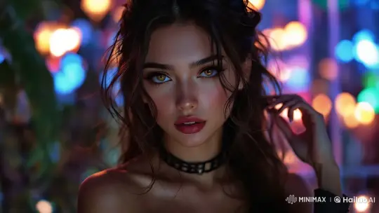 Stunning Static Portrait with Vibrant Bokeh Lights – AI Generated Video | Hailuo AI