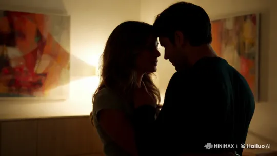 Intimate Moment of a Couple Captured in Artistic Lighting – AI Generated Video | Hailuo AI