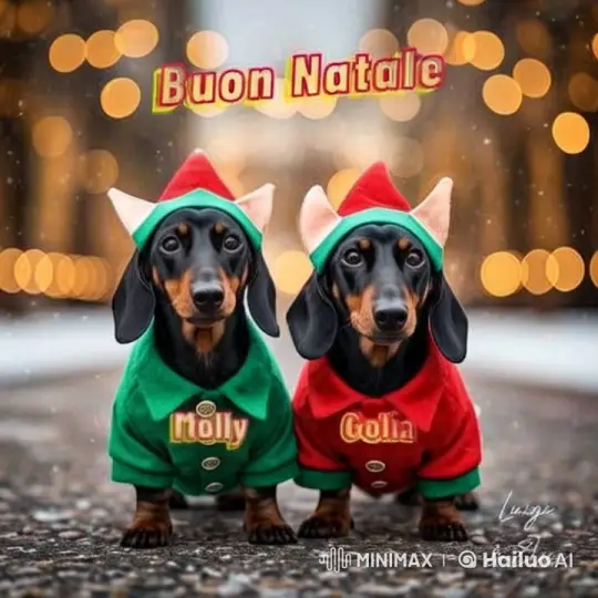 Dachshunds in Elf Costumes Celebrate Christmas – AI Generated Video | Hailuo AI