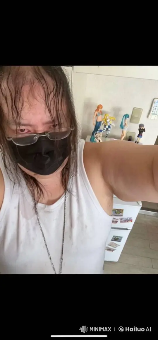 Tired Individual with Rotating Figurines Background – AI Generated Video | Hailuo AI