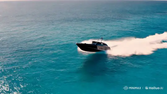 High-Speed Boat Glides Through Azure Waters – AI Generated Video | Hailuo AI