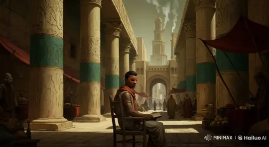Explainer in Ancient Marketplace Amidst Historical Details – AI Generated Video | Hailuo AI