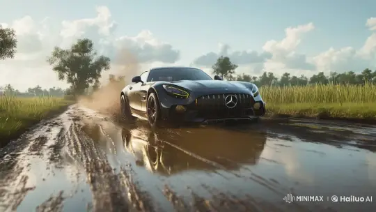 Mercedes Transition: From Rural Mud to Urban Neon – AI Generated Video | Hailuo AI