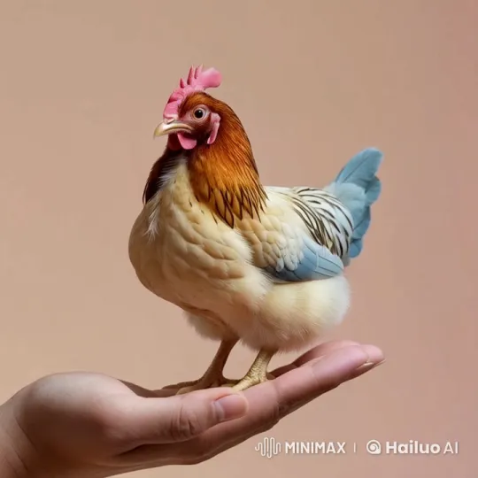 Multicolored Hen Takes Flight from Hand – AI Generated Video | Hailuo AI