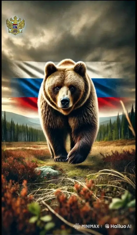 Eurasian Brown Bear Advances in Russian Forest Cinematic Scene – AI Generated Video | Hailuo AI