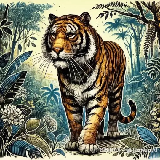 Stylized Live2D Animation: Majestic Tiger in a Serene Jungle – AI Generated Video | Hailuo AI