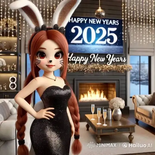 Red-Haired Girl in Festive New Year's Living Room – AI Generated Video | Hailuo AI