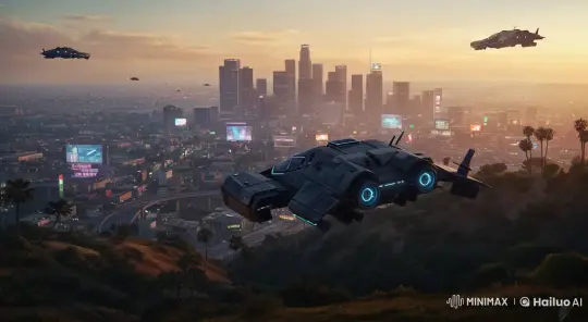 Cyberpunk Los Angeles: A Futuristic Sunset Flight – AI Generated Video | Hailuo AI
