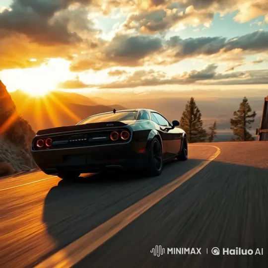 Dodge Sports Car: High-Speed Desert Chase with Dramatic Jumps – AI Generated Video | Hailuo AI