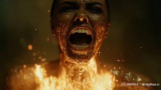 Dramatic Animation: Woman Consumed by Flames – AI Generated Video | Hailuo AI