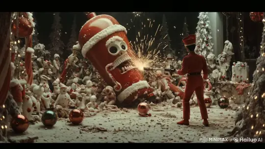 Terrified Nutcracker Tormented by Soldier in Surreal Christmas Scene – AI Generated Video | Hailuo AI