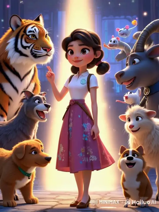 Young Woman and Her Enchanted Animal Companions – AI Generated Video | Hailuo AI