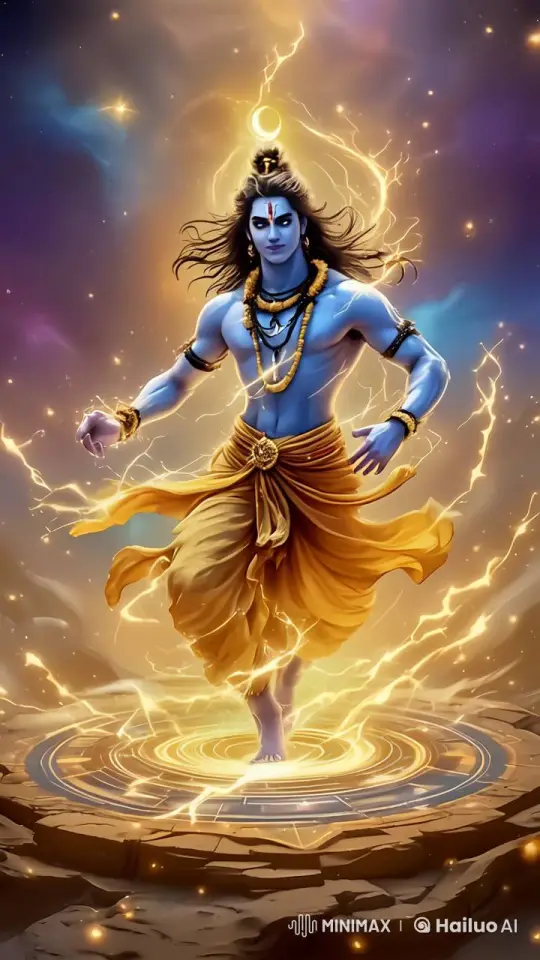 Divine Figure's Majestic Dance in Cosmic Setting – AI Generated Video | Hailuo AI
