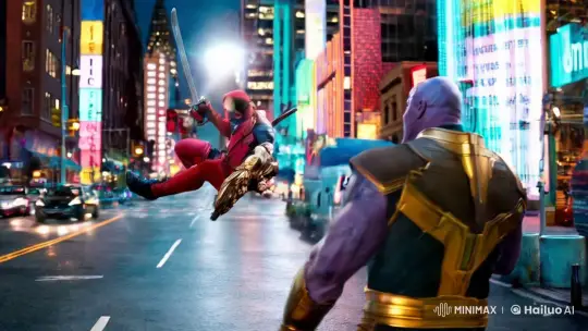 Deadpool and Thanos Confront Each Other on City Street – AI Generated Video | Hailuo AI
