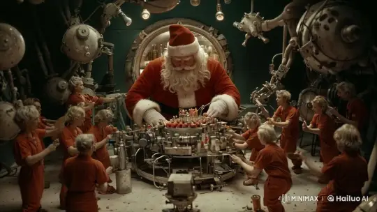 Surreal Christmas: Santa's Workshop in 70s Aesthetic – AI Generated Video | Hailuo AI