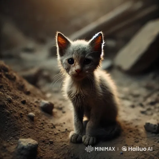 Lost Kitten Navigates Desolate Environment – AI Generated Video | Hailuo AI