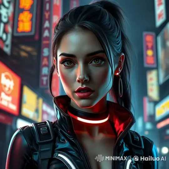 Cyberpunk Female Character in Neon Urban Setting – AI Generated Video | Hailuo AI