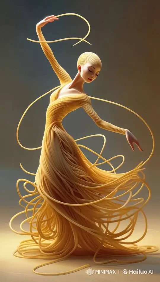 Live2D Pasta Dancer Showcases Elegant Culinary Art – AI Generated Video | Hailuo AI