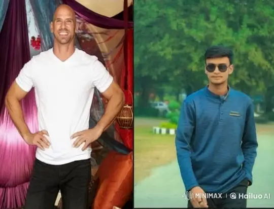 Two Men Embracing in a Friendly Gesture – AI Generated Video | Hailuo AI