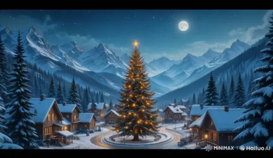 Winter Village Awaits: A 4K Christmas Night Dream – AI Generated Video | Hailuo AI
