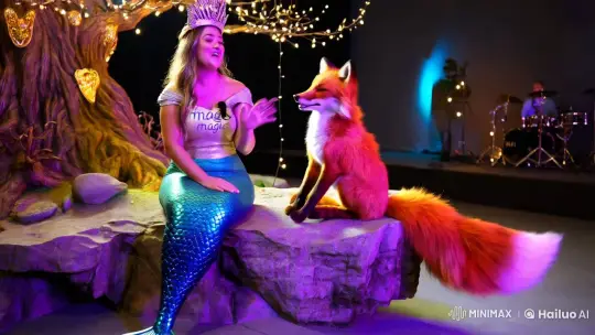 Mermaid and Fox Sing 'Magic Magic' Under Enchanted Tree – AI Generated Video | Hailuo AI