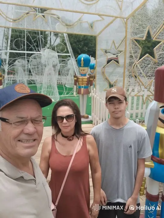 Family Enjoying Festive Holiday Display – AI Generated Video | Hailuo AI