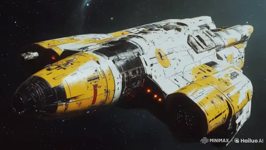 Yellow-White Spaceship Drifts Through Starry Space – AI Generated Video | Hailuo AI