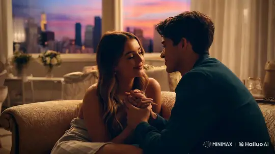 Intimate Couple Embrace in Elegant Dusk Setting – AI Generated Video | Hailuo AI