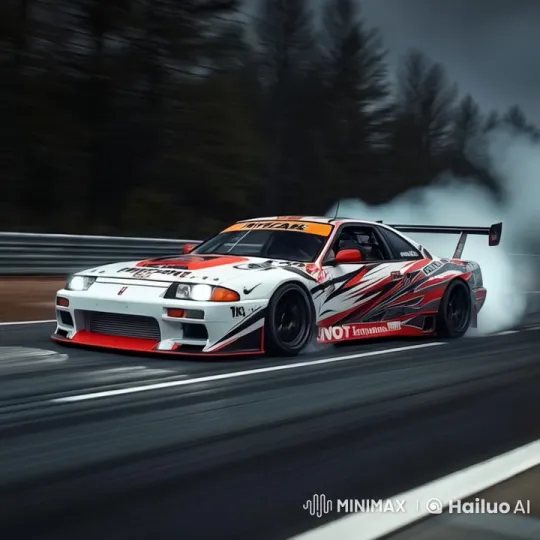 High-Performance Racing Car Drifts on Racetrack – AI Generated Video | Hailuo AI