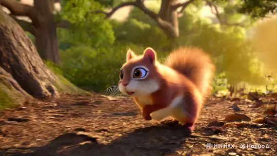 Squirrel Escapes Pursuit to Safety of Oak Tree – AI Generated Video | Hailuo AI