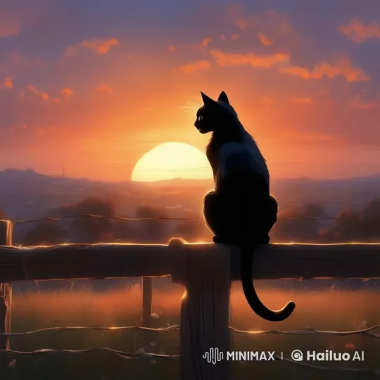 Cat on Fence: Captivating Sunrise in Live2D Animation – AI Generated Video | Hailuo AI