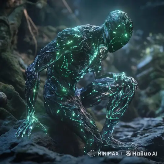 Exploration of a Forest by a Glowing Humanoid – AI Generated Video | Hailuo AI