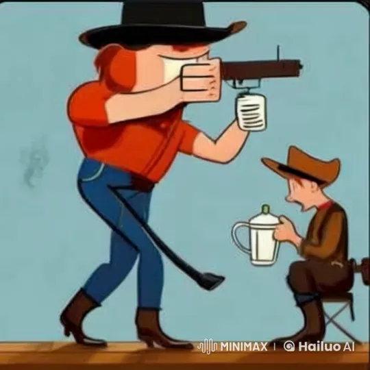 Cowboys on Platform: Gunshot Surprise – AI Generated Video | Hailuo AI