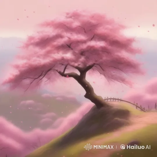 Sakura Blossoms Dance in Tranquil Hillside Scenery – AI Generated Video | Hailuo AI