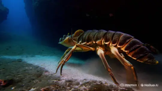 Underwater Cave Encounter with Colossal Crustacean – AI Generated Video | Hailuo AI