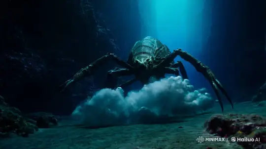 Deep-Sea Monster Glides in Ocean's Abyss – AI Generated Video | Hailuo AI