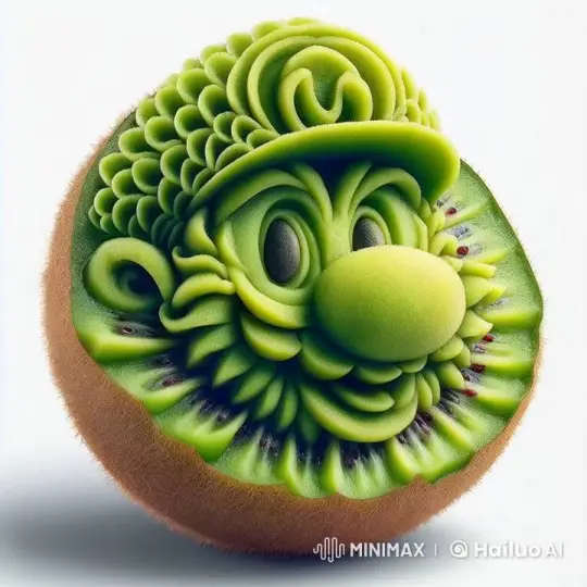 Animated Kiwi Carving Mimics Famous Character's Face – AI Generated Video | Hailuo AI