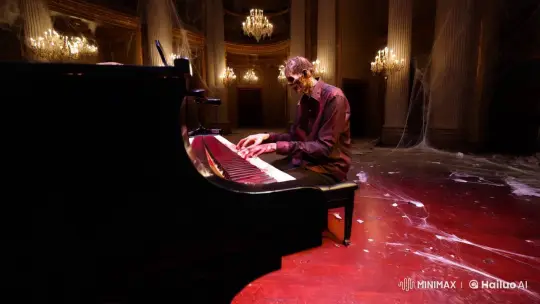 Zombie Pianist Haunts Grand Concert Hall – AI Generated Video | Hailuo AI