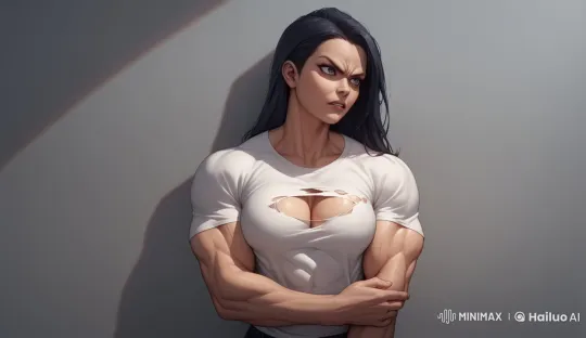 Strong Girl Unveils Confidence with T-Shirt Rip – AI Generated Video | Hailuo AI