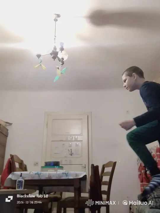 Anticipation in a Cluttered Room with a Swinging Chandelier – AI Generated Video | Hailuo AI