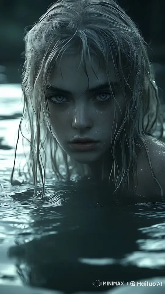 Serene Live2D Animation of Woman Emerging from Water – AI Generated Video | Hailuo AI