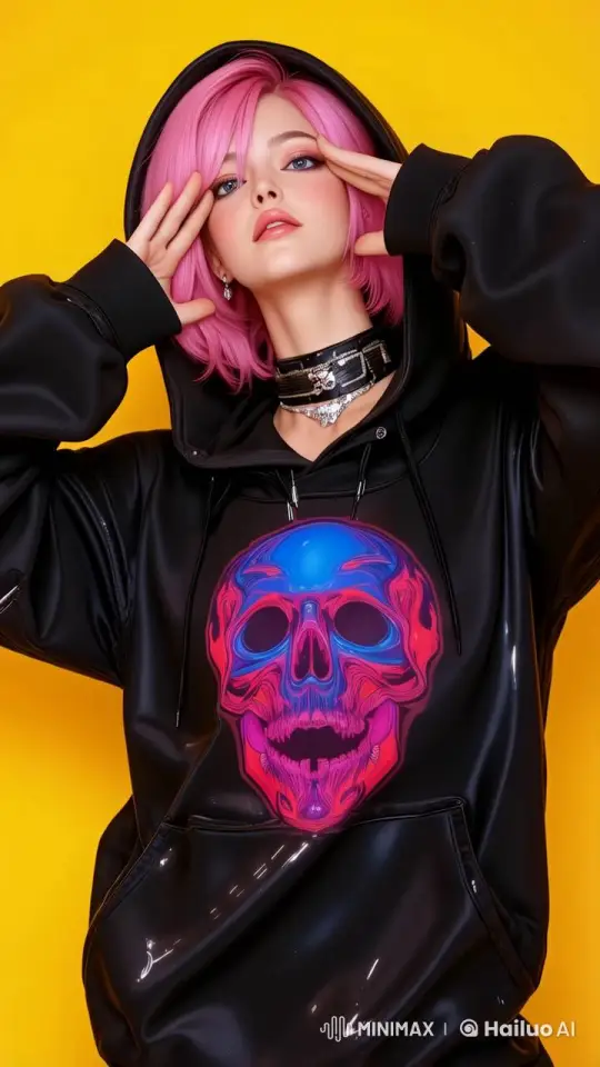 Bright Pink-haired Girl with Animated Hoodie in Live2D Video – AI Generated Video | Hailuo AI