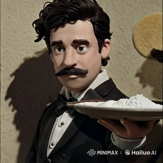 Animated Waiter Reacts to White Powder with Shock – AI Generated Video | Hailuo AI