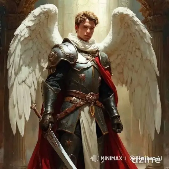 Divine Angel in Majestic Armor with Flaming Sword – AI Generated Video | Hailuo AI