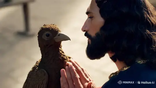 Jesus Revives Clay Bird in Aesthetic Film Scene – AI Generated Video | Hailuo AI