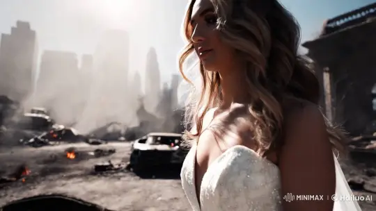 Post-Apocalyptic Wedding: Bride's Ethereal Journey – AI Generated Video | Hailuo AI